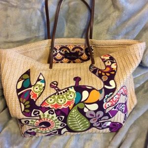 Vera Bradley straw tote NEW wot
